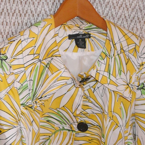 Willi Smith 3/4 Sleeve Jacket Blazer Yellow Floral Print Size M, 10 - Picture 5 of 9